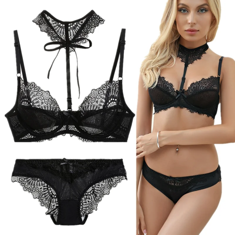

2021new French Style Ultra-thin Soft Lace Embroidery Breathable Sexynoble Ladies Bra Gathered Lingerie Set Sexy Push Up Lingerie