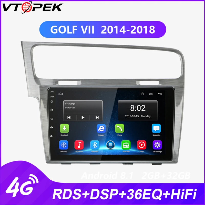 Vtopek Android мультимедийный музыкальный плеер радио для Volkswagen Golf 7 VII 2014 2018 сенсорный