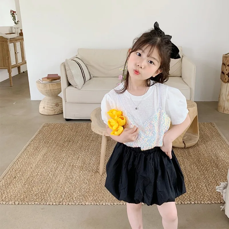

2020 New Wholesale Baby Girls Patchwork T-Shirt Summer Kids Girls Top Tees Girl Clothes 2-7 Years