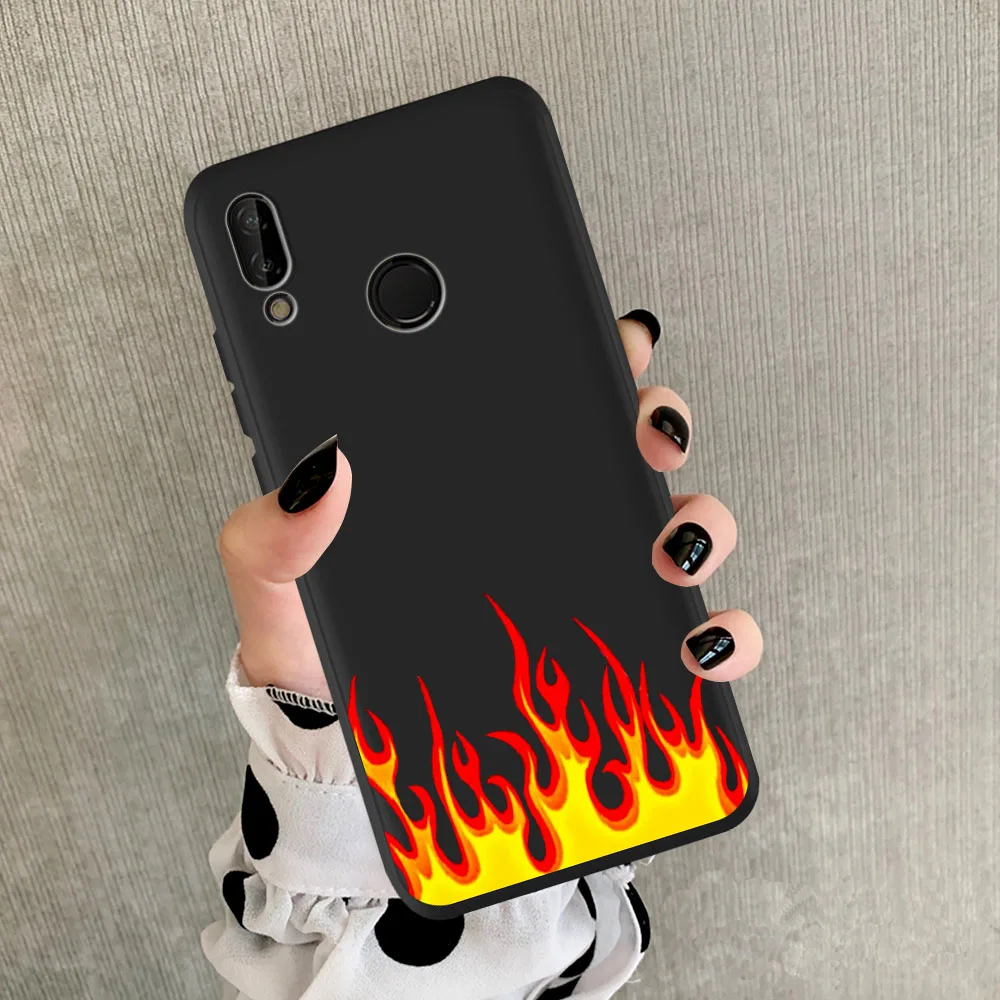 Мягкий ТПУ чехол накладка с рисунком красного и зеленого пламени для Huawei P40 Lite Pro 20