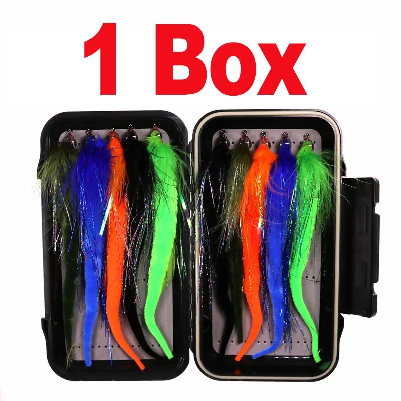 1Box(10pcs) Wifreo 10 шт., приманка для ловли нахлыстом, хвост дракона, мухи, Мускусная приманка для ловли окуня, приманка для ловли щуки, мускусные Троллинговые снасти/коробка - Цвет: 1Box(10pcs)