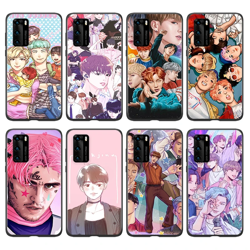 

Fashion Cartoon Boy Silicone Cover For Huawei P40 P30 P20 Pro P10 P9 P8 Lite RU E Mini Plus 2019 2017 Black Phone Case