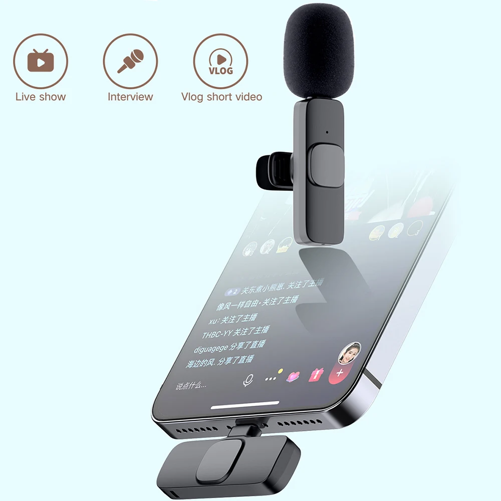 Record every detail of the sound for iPhone Android Phone Wireless Microphone great sound reception Quick response