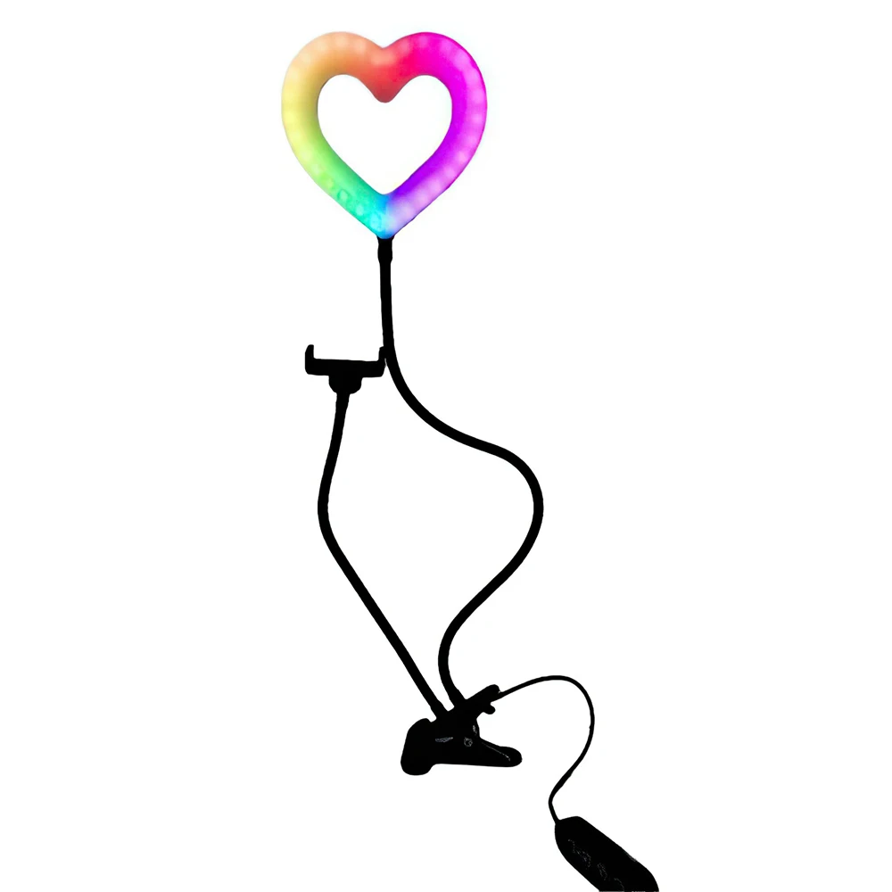 

2 in 1 LED Beauty Fill Light RGB Desktop Selfie Lamp Dimmable Video Light with Phone Clip Holder for YouTube Vlog Makeup Live