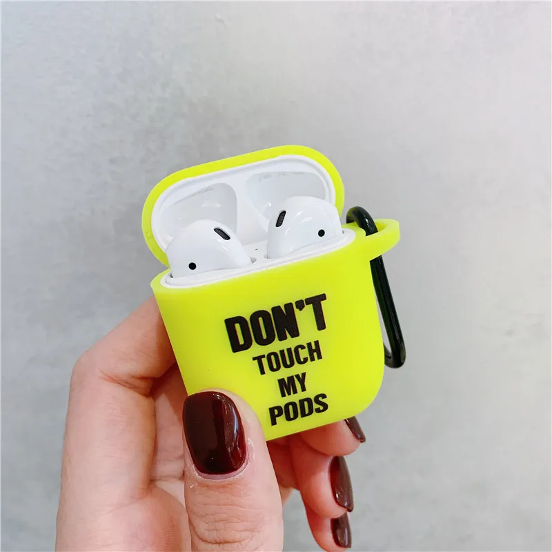 Флуоресцентный цветной чехол для Apple Airpods, Одноцветный защитный чехол для наушников с Bluetooth для Airpod 2 1, чехол для наушников, сумка