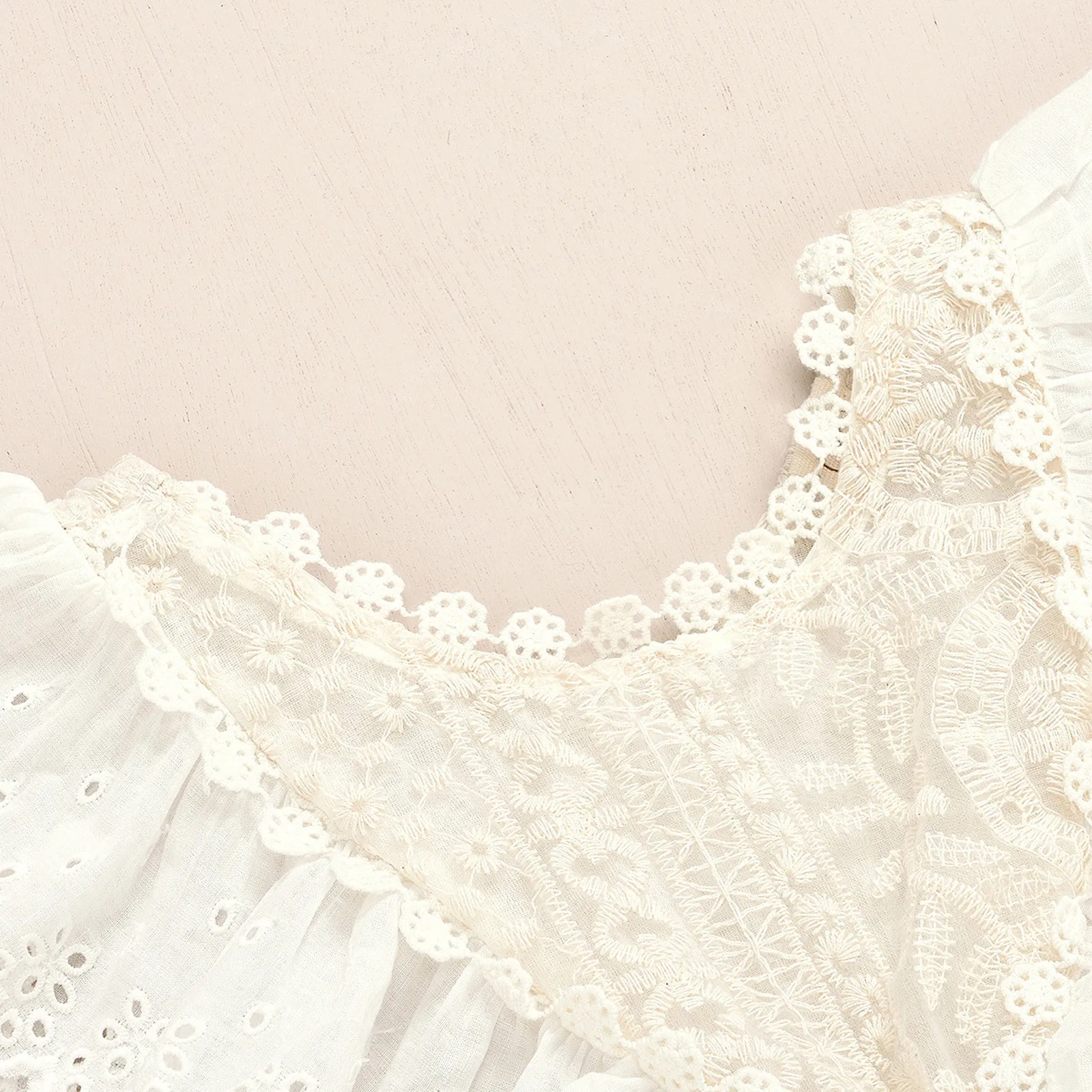 Newborn Infant Baby Girls Lace Embroidery Sleeveless White Romper Onesie Climbing Suit Dress image 5