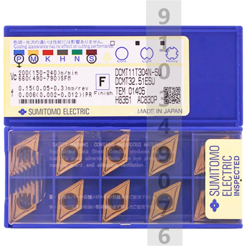 

DCMT11T304N-SU AC820P/DCMT11T308N-SU AC820P/DCMT11T304N-SU AC830P/DCMT11T308N-SU AC830P CNC carbide inserts 10PCS/BOX