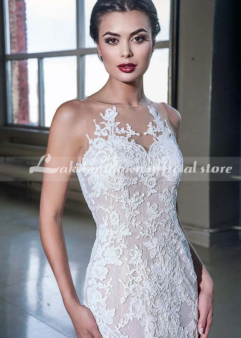 

Sexy Ivory Lace Mermaid Wedding Dress With Pink Lining Sweep Train Bridal Gowns With Buttons Plus Size robe soiree dubai