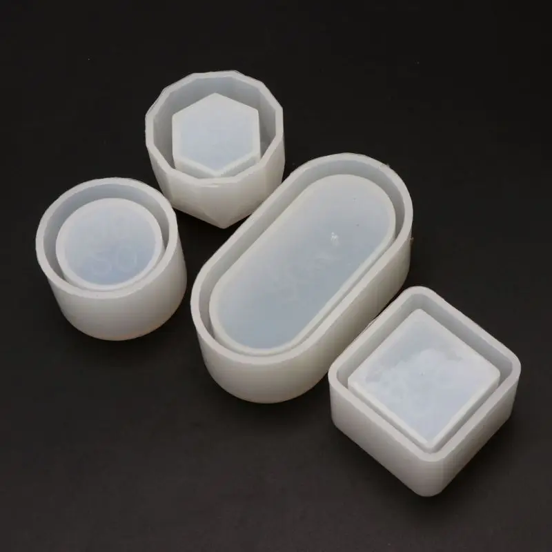 

2020 Новый 4 шт DIY коробка силиконовая смола комплект пресс-форм мини круглый квадратный цветочный горшок формы для хранения