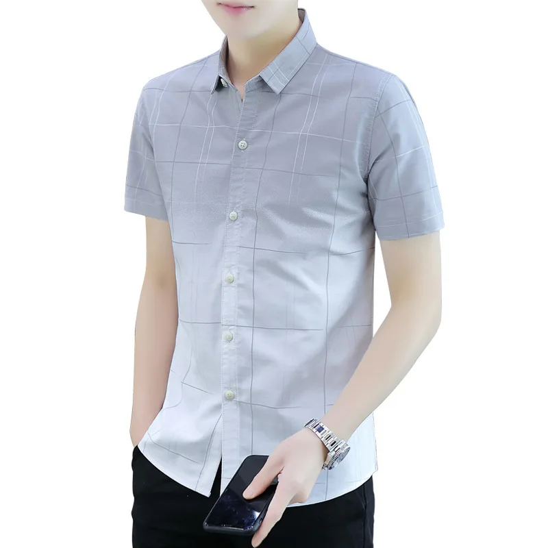 

Men's 2021 summer new short sleeve casual shirt men's Korean thin slim youth fashion trend shirt