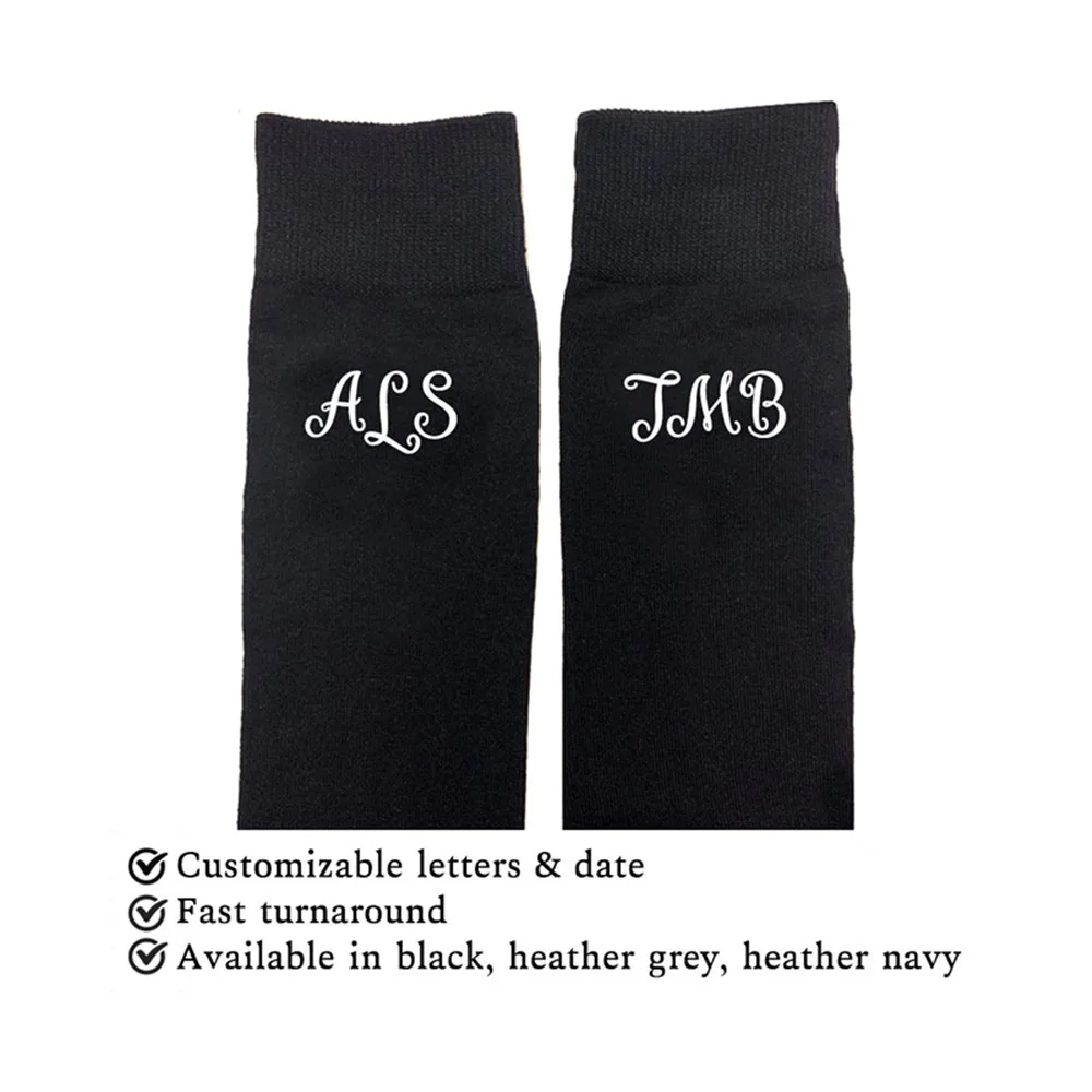 Носки для жениха и его брата с индивидуальной инициалкой и датой, в подарок на свадьбу, день рождения парня или День отца.