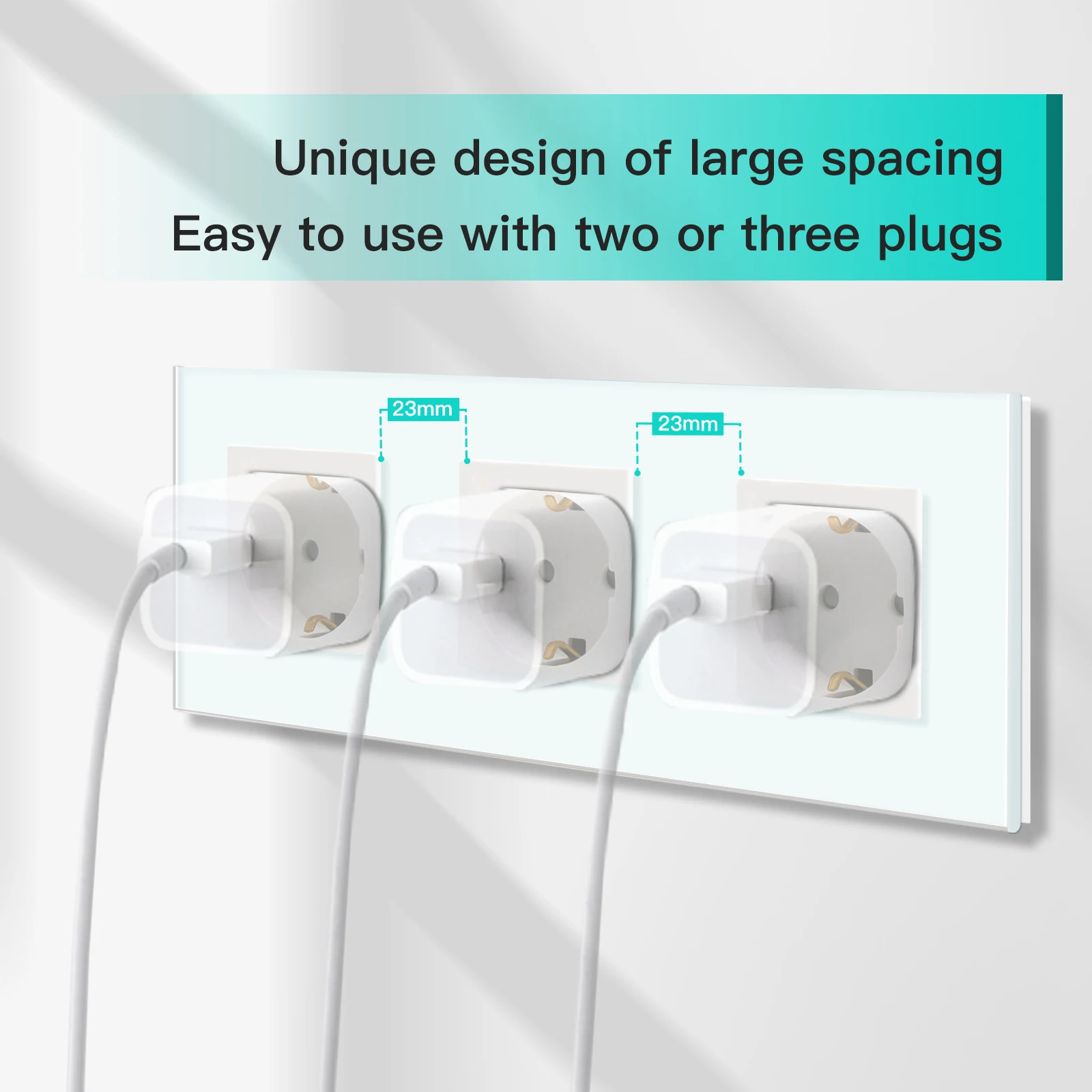 Bseed New Triple EU Russia Standard Power Sockets White Black Grey Gold Crystal Glass Panel 16A Electrical Plug Outlet 110-240V |