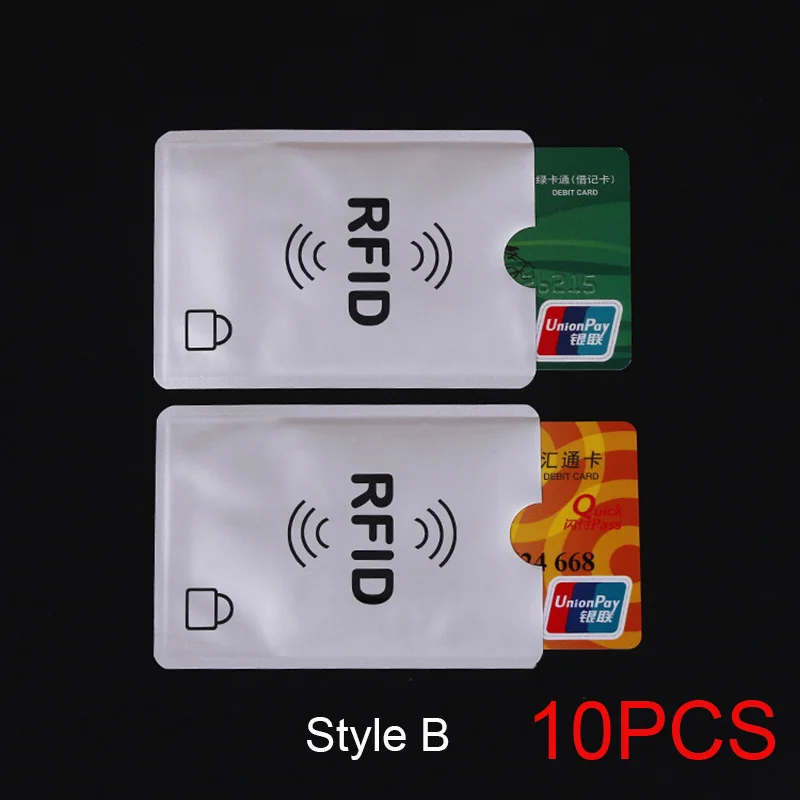 Style B 10PCS 10 шт., анти-RFID Блокировка, кредитный держатель для карт, ID, банковский Чехол для карт, защита, Алюминиевый металлический, умный, Противоугонный держатель для карт, протектор - Цвет: Style B 10PCS