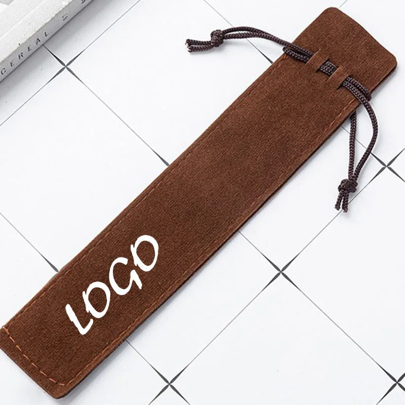 50pcs Customize Print Logo Pink Blue Velvet Pen Pouches Holder Drawstring Bags soft Case Pencil Bag box Promotion 3.5*17.5cm | Багаж и