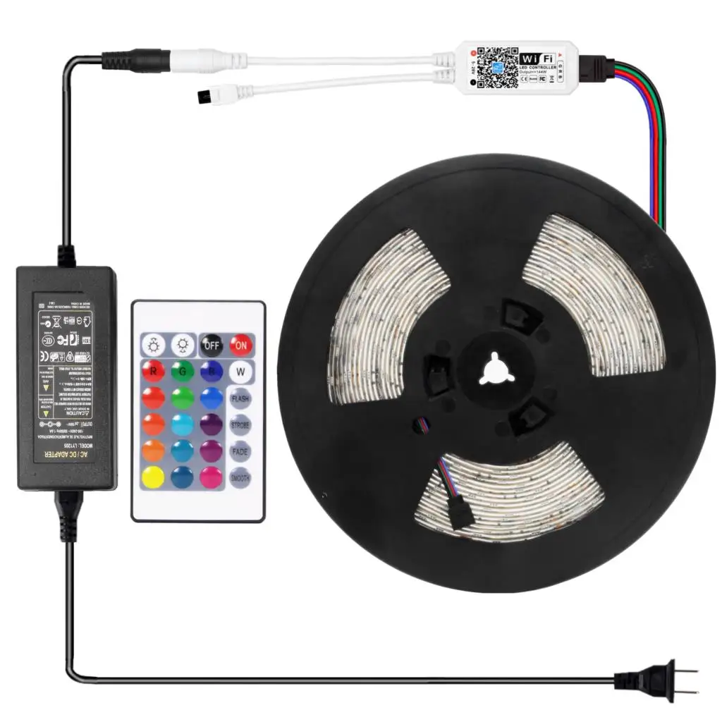 Светодиодная лента 15 м Wi Fi светильник RGB Диодная неоновая tira SMD 5050 30 гибкий с