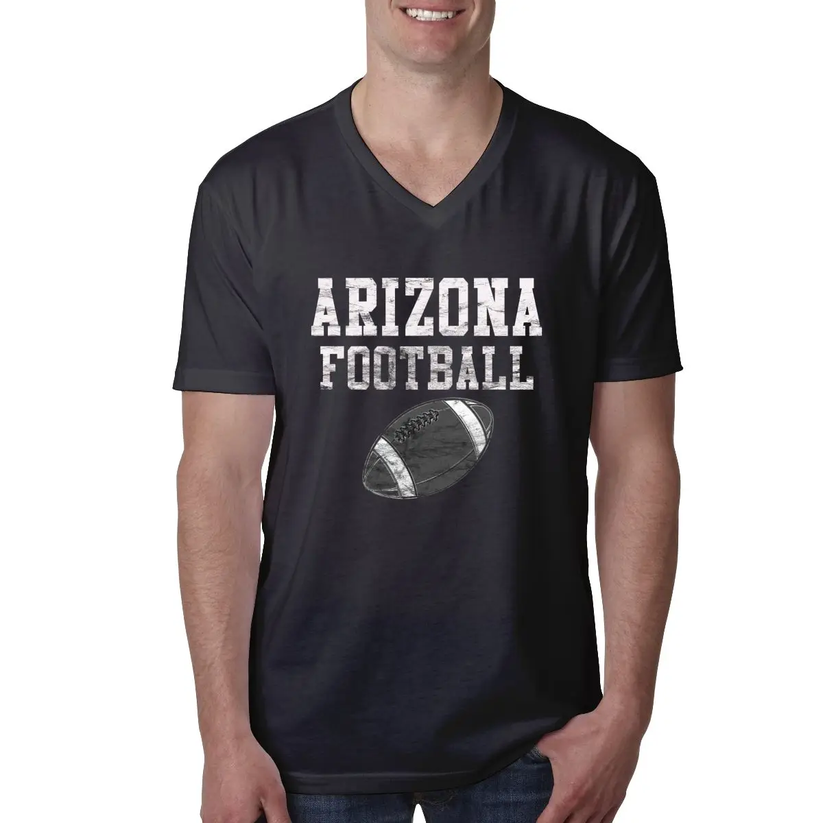 Мужская хлопковая футболка с коротким рукавом V-образным вырезом - купить по