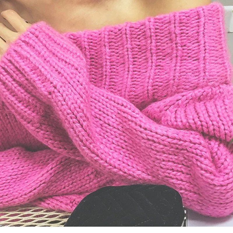 

Spring and autumn new style off-the-shouldercollar knit sweaterloose pullover short lantern sleeve sweater elegant sweater women