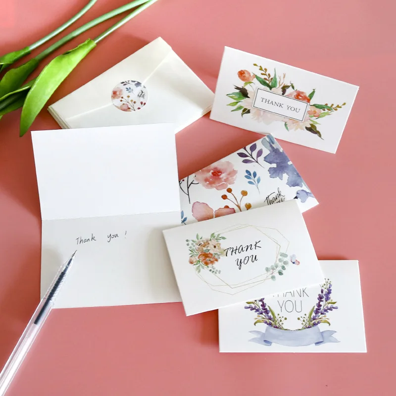

Christmas New Year Birthday Wishes Card Envelope Sticker Set THANK YOU Card Simple Fresh Holiday Greeting Card Invitation Card