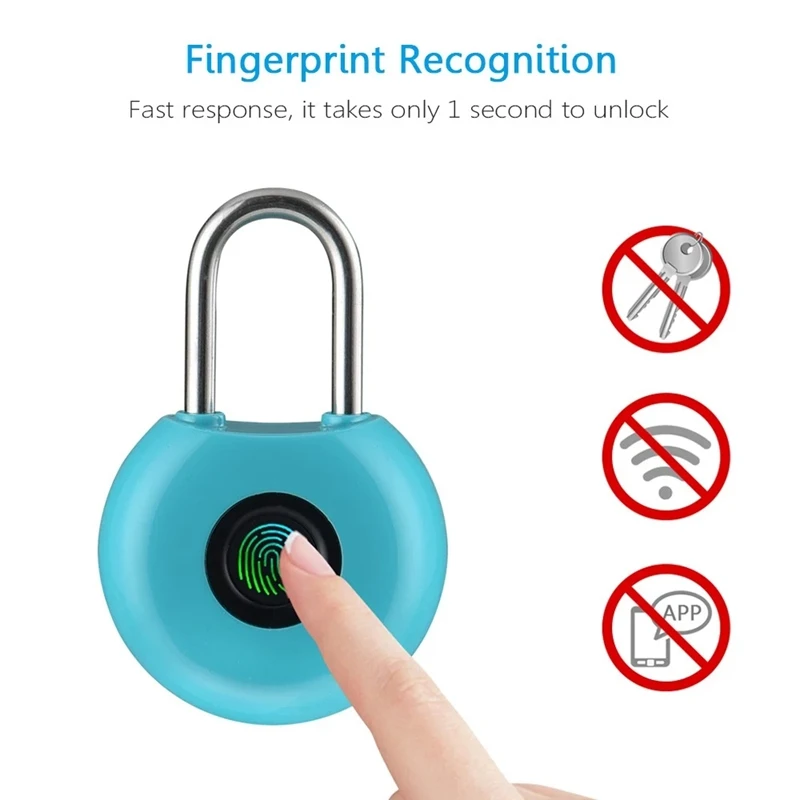 

20 Groups Fingerprint Padlock Fingerprints Rechargeable Modern Locks for Lockers Bags Bicycle