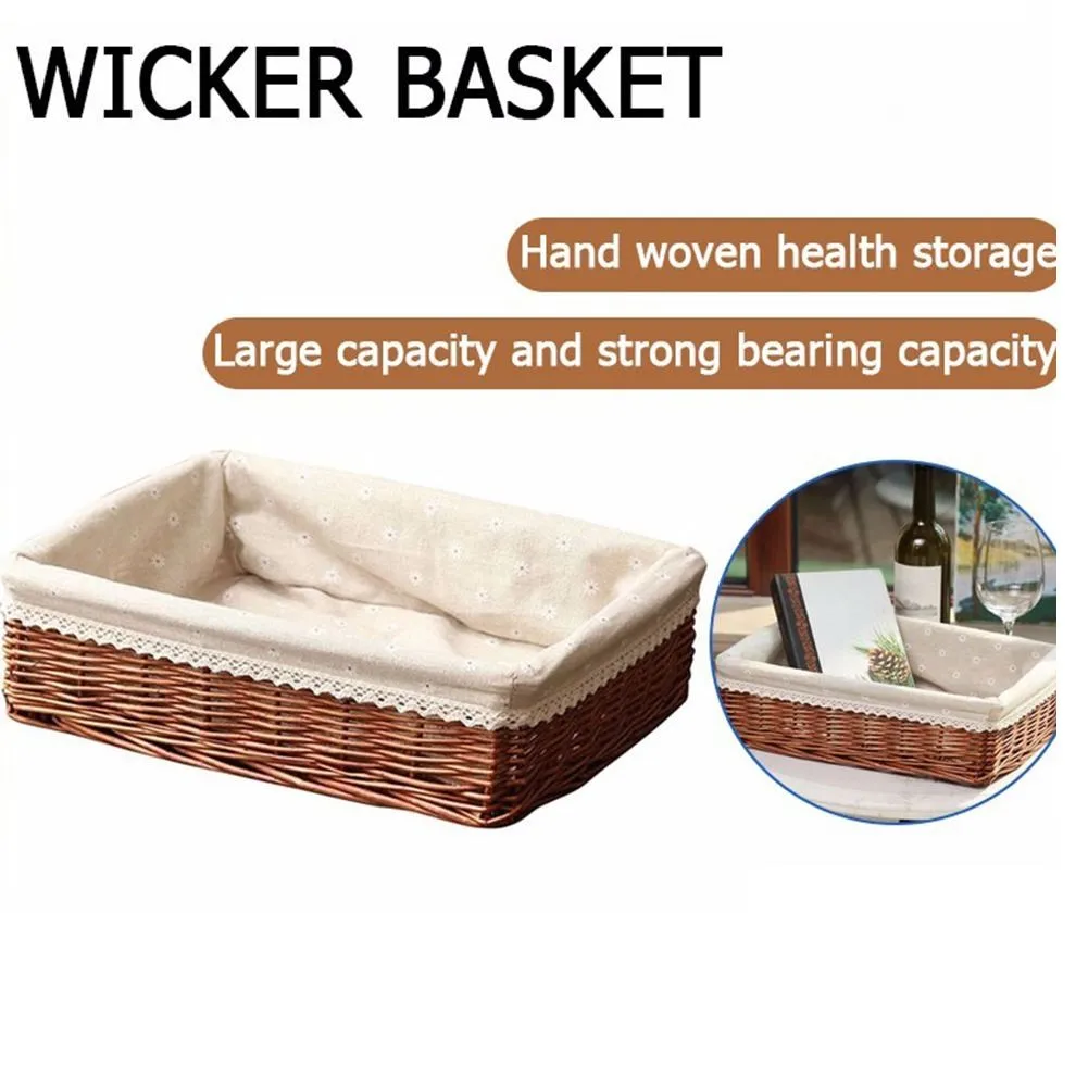 

1PCS Woven Basket Handmade Wicker Bread Basket For Home Candy Sundries Organizer Kitchen Storage Perfect Home Decoration
