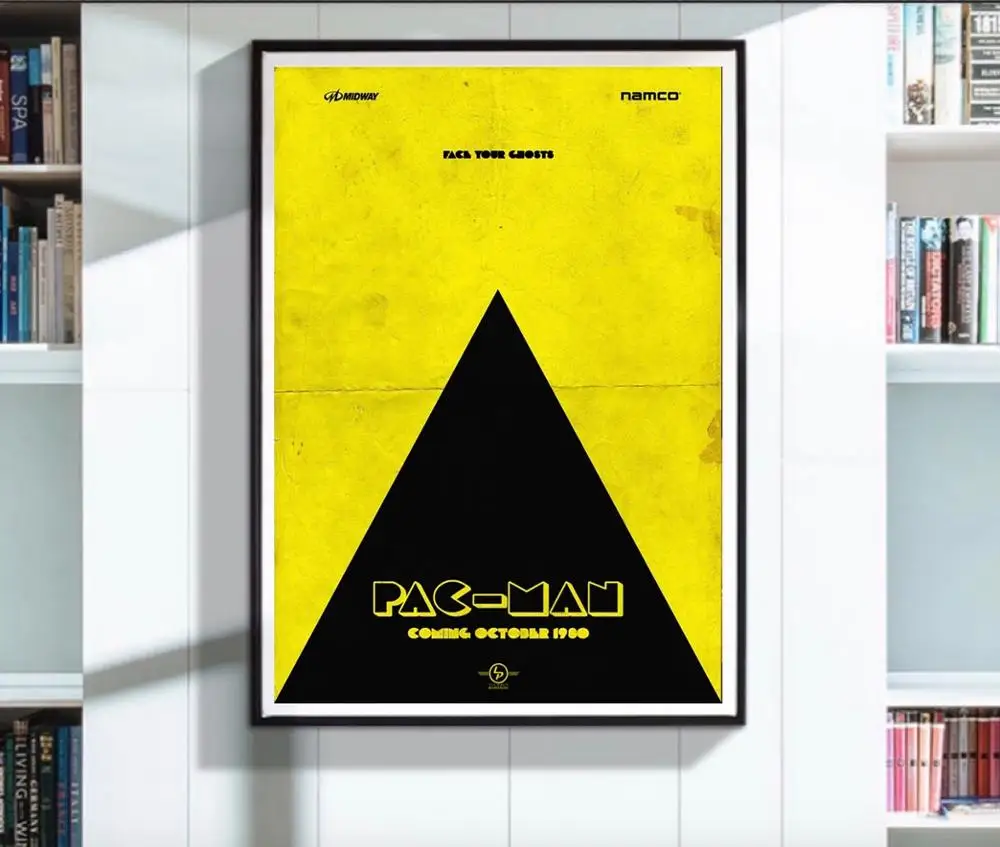 Геометрический винтажный рекламный постер Pacman для видеоигр ретро-Картина на