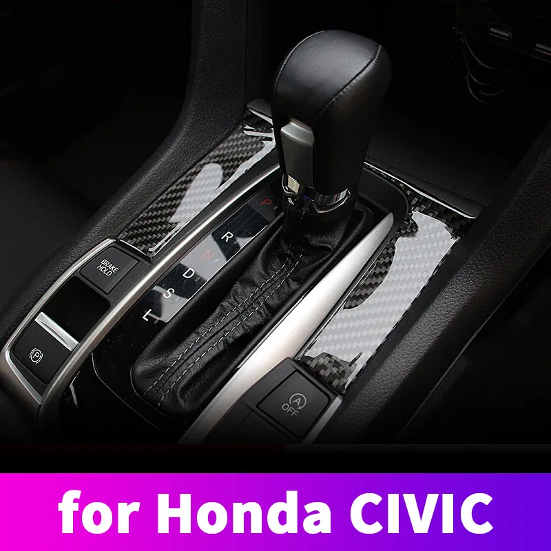 คาร์บอนไฟเบอร์ภายในควบคุมชุดคันเกียร์แผงตกแต่งสติกเกอร์การปรับเปลี่ยนอุปกรณ์สำหรับ Honda ...