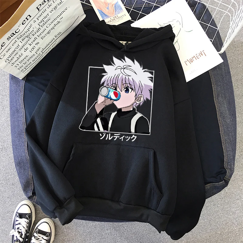 Худи Hunter x Killua худи унисекс Zaoldyeck с длинным рукавом Свободная Женская толстовка