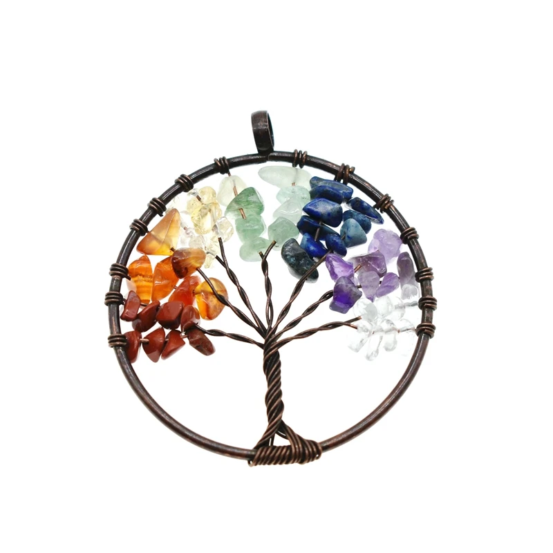 Дерево жизни кристалл круглая маленькая подвеска кулон золотой и серебряный