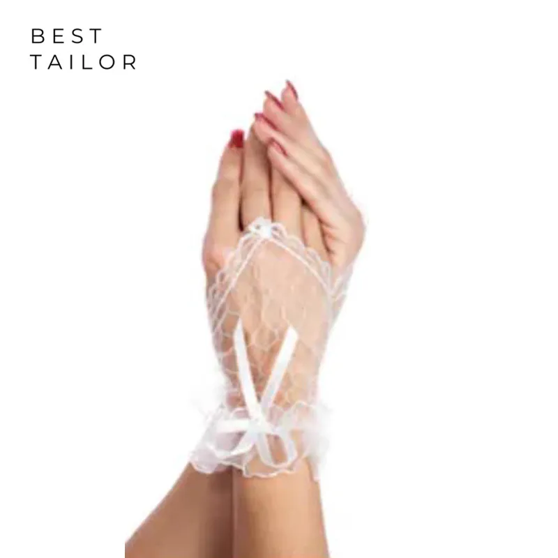 Короткие кружевные свадебные перчатки аксессуар для свадьбы без пальцев с