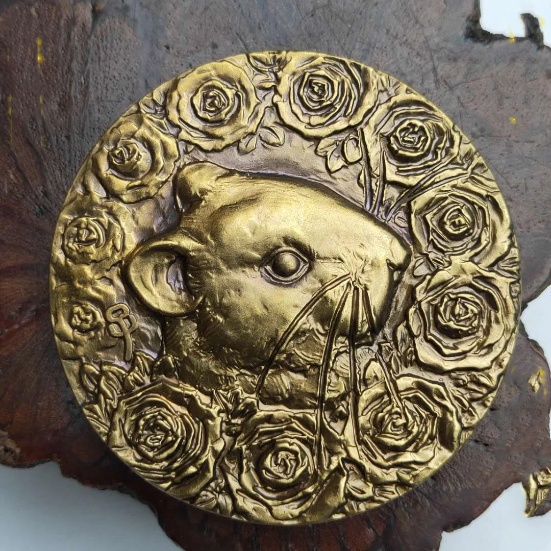 12 знаков зодиака Чистая медь и бронза медаль Большая бронзовая