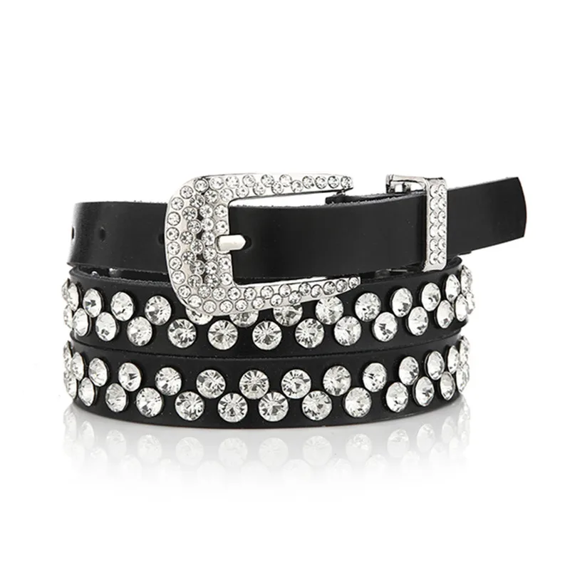 Ремень женский со стразами Шипованный пояс в ковбойском стиле для мужчин и