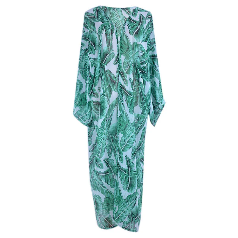 

New Chiffon Green Beach Coat Sunscreen Cardigan Holiday Bikini Top SWIMSUIT TOP