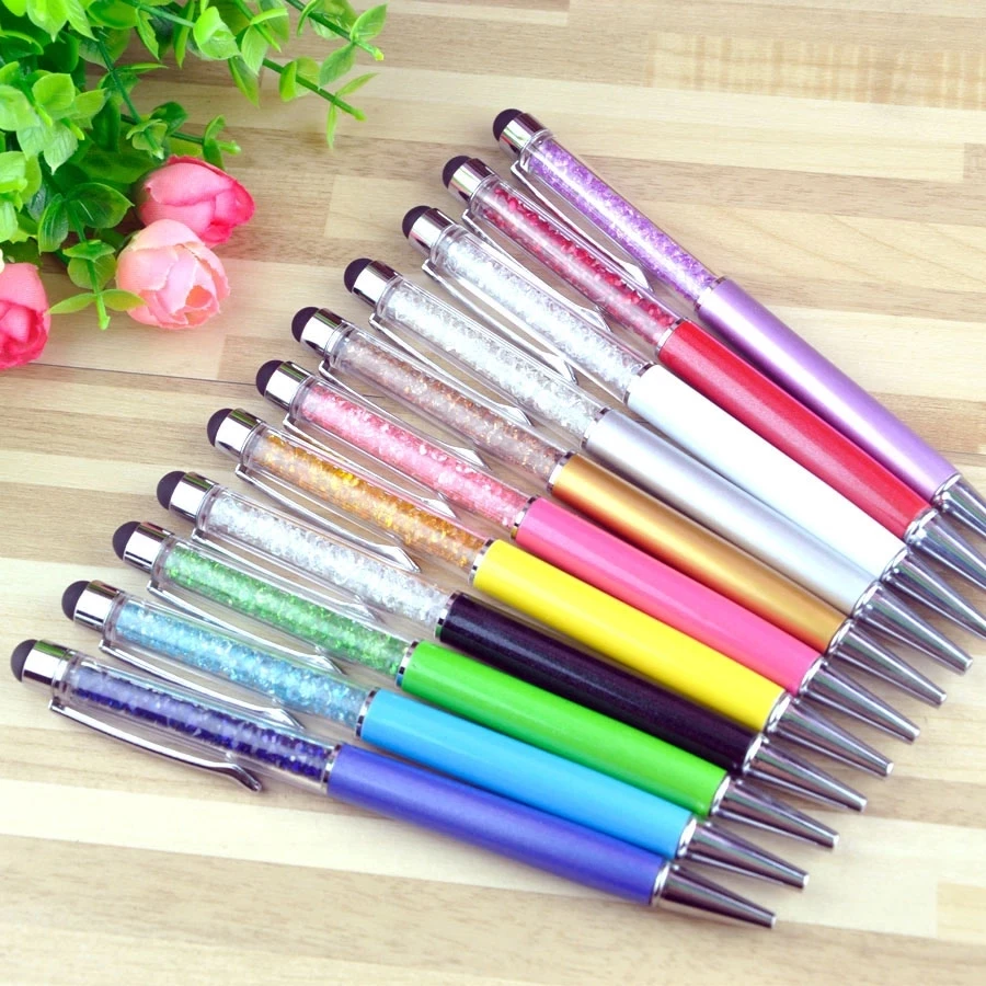 500 шт./лот Женская Офисная и школьная 2 в 1 стилус со стразами для iPad iPhone 8 7 6s iPod Samsung