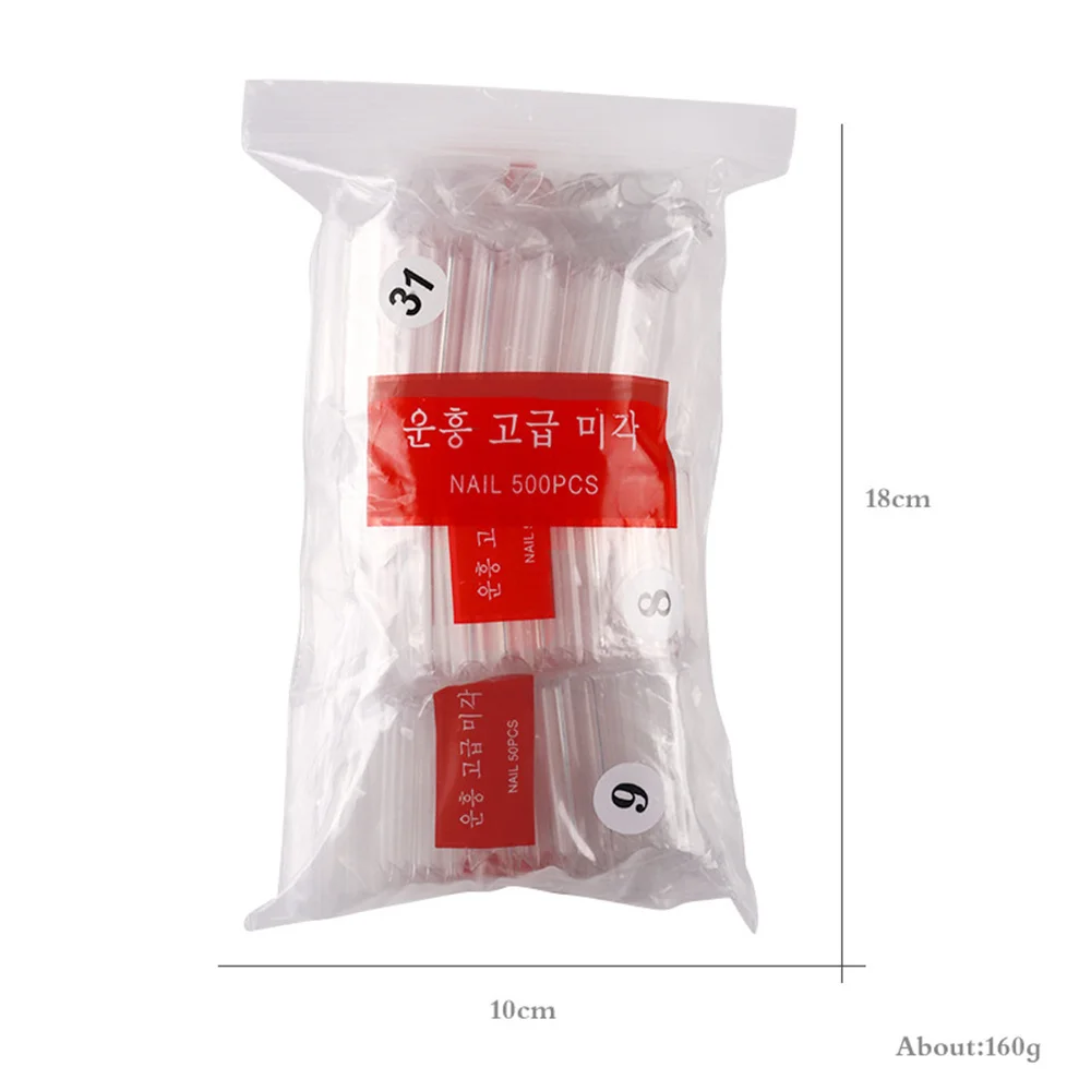 

500Pcs/Bag Transparent Natural French Ballet Coffin False Acrylic Nails Art Tips UV Gel Full Size ABS Fake Nail Manicure Tools
