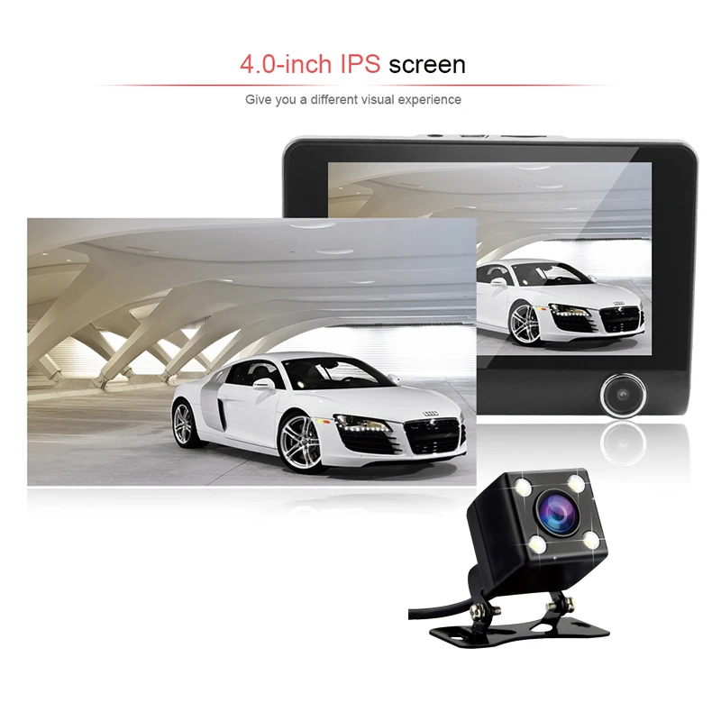 Автомобильный видеорегистратор регистратор с 3 объективами 4 0 дюйма функцией
