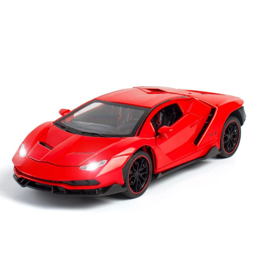 

Hot scale 1:24 wheels diecast car germany bull logo metal model with light sound Lambor lp770-4 Centenario pull back vehicle toy