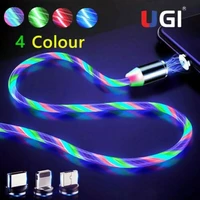 ugi magnetic cable charger for ios type c usb c micro usb android cable for samsung xiaomi oneplus htc pixel led glowing light
