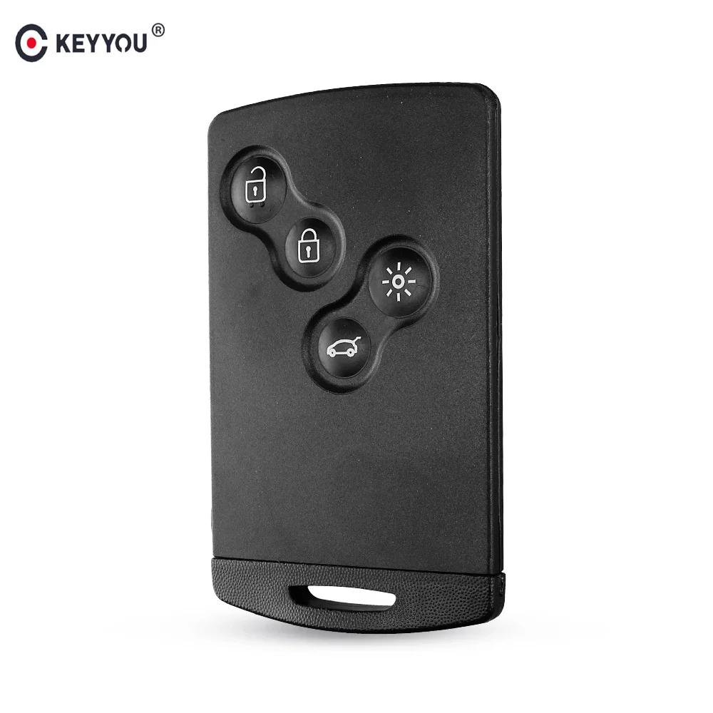 Чехол для ключей KEYYOU с 4 кнопками для Renault Laguna Koleos Megane, брелок для дистанционного управления смарт-картой, чехол для ключей со вставкой, маленький ключ
