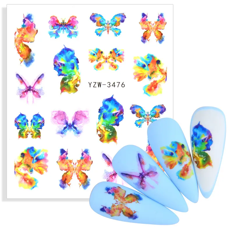 3D Nail Art Stickers Abstract Geometric Animal Panda Leaf Flower Face Decal Manicure Decorations Supplies | Красота и здоровье