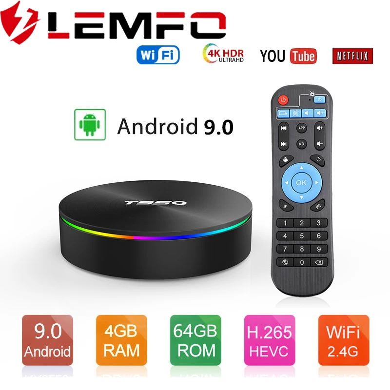 T95Q S905X2 Android телеприставка Ethernet 100 м 4 ГБ ОЗУ 64 32 к H.265 2 г/5 г WiFi 3D ТВ
