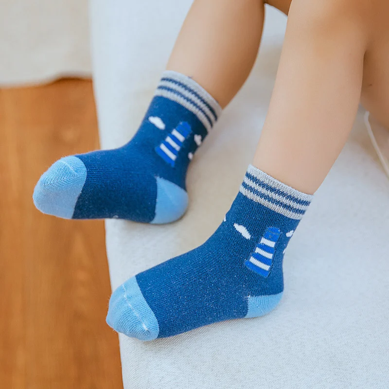 

5 Pair's Baby Kids Socks New Children Cartoon Sock Cato Fat Herf Winter Jacquard Breathing Nice Guys Socks