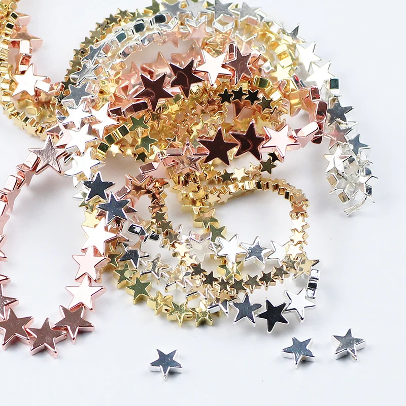 WLYeeS Позолоченные Серебристые Бусины Из Натурального Гематита со звездами бусины