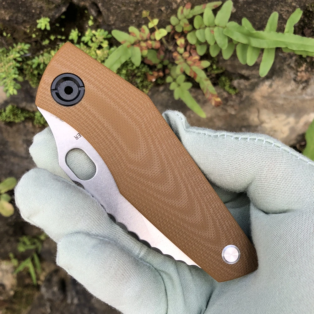 Новинка SJ75 mini D2 стальной с коричневым G10 популярный полосатый титановый 2 87