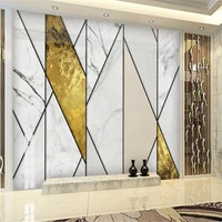 milofi custom 3d large wallpaper nordic simple geometric golden lines marble pattern tv background wall painting