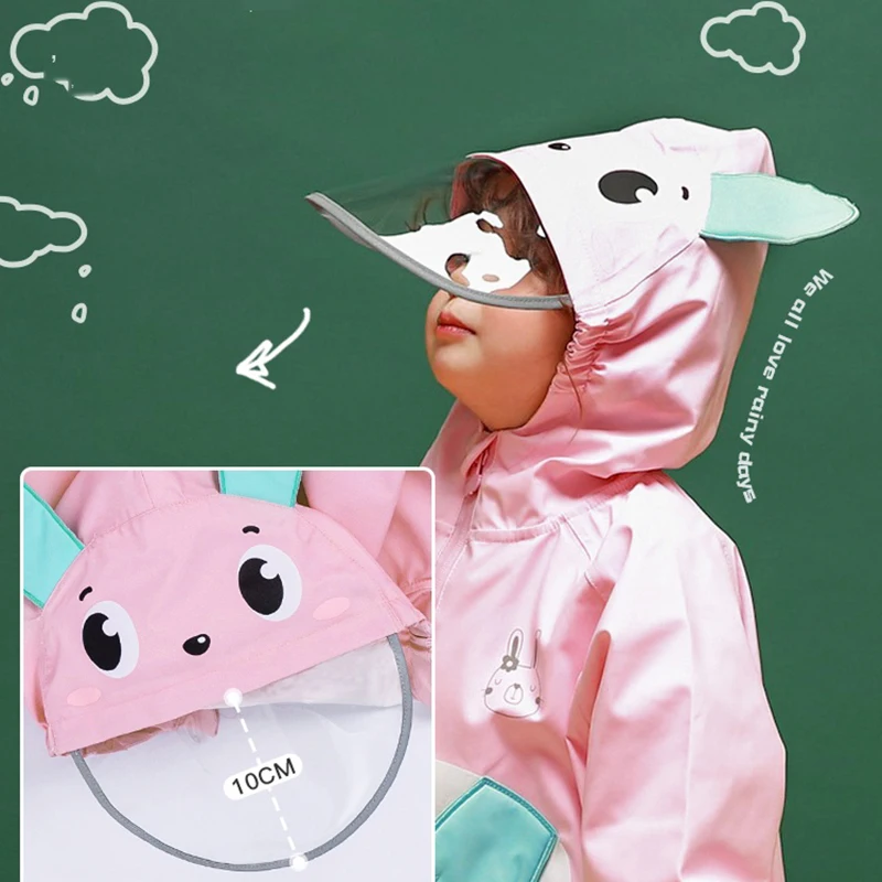 Плащ дождевик желтый с мультяшным принтом милый длинный изображением животных