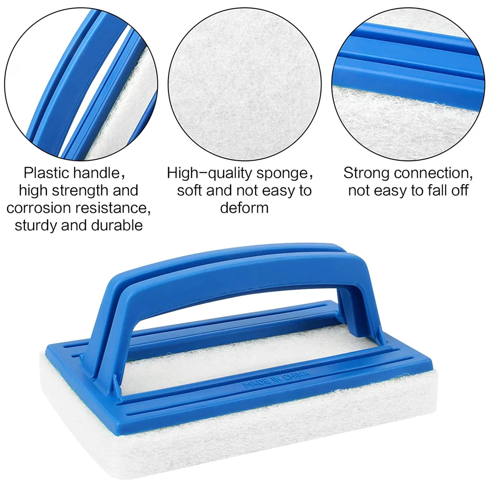 

2PCS Pool Wall Sponge Scrubbing Tool Portable Pool Sponge Cleaning Brushes Scrubbing Cleaning Tool with Handle for Pond Spa
