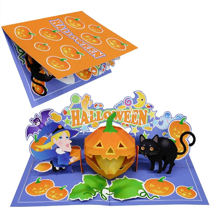 DIY всплывающие карты Хэллоуин ручная работа 3D Юбилей поздравительная открытка