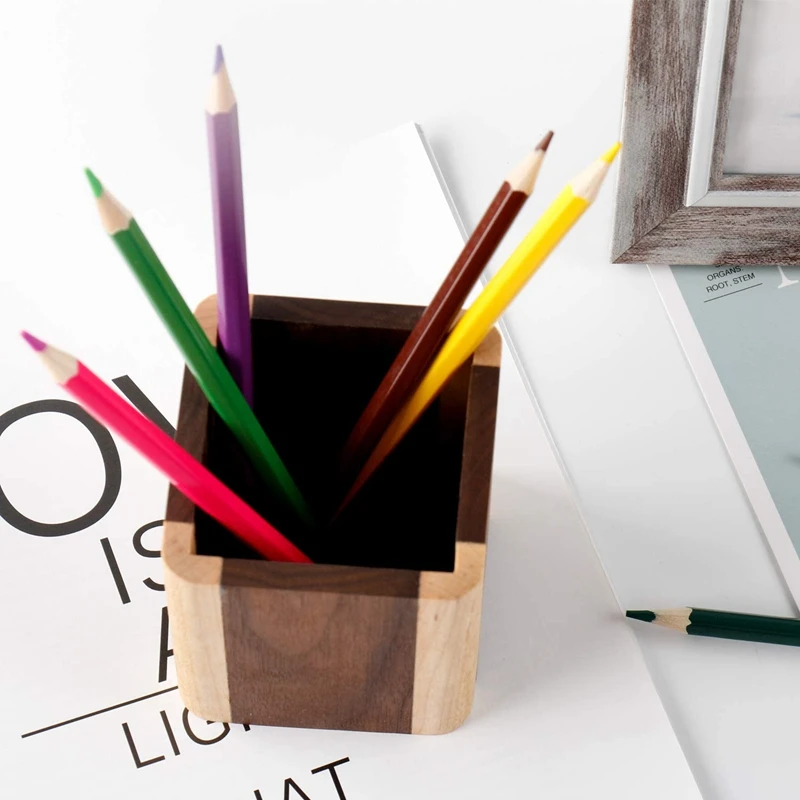 Деревянная настольная подставка для ручек органайзер карандашей офисном