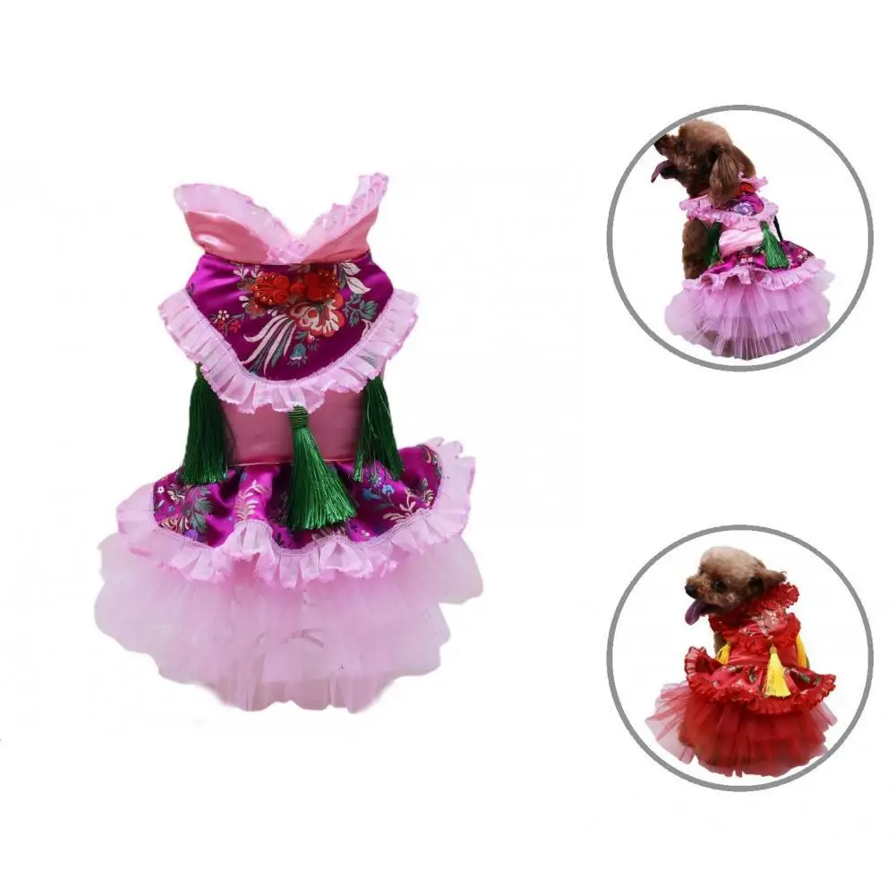 

Универсальное Тюлевое платье принцессы для милых собак и кошек, приятная на ощупь одежда для домашних животных с цветочным узором на новый ...