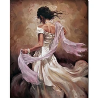 figure oil painting flamenco dancer in white art on canvas handmade beautiful woman artwork for office living room wall decor